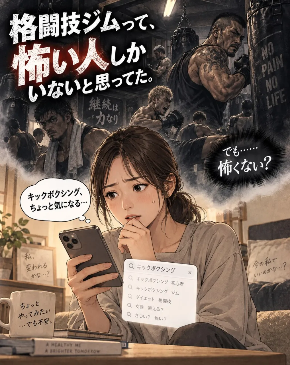 「格闘技ジムって、なんか怖そう。
