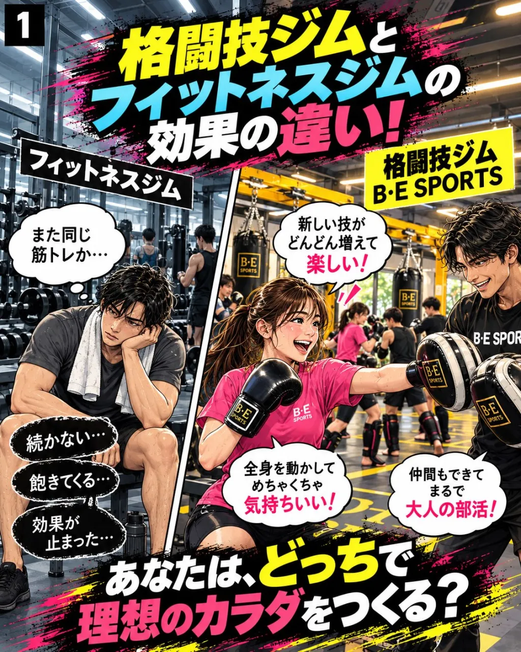 🥊 **格闘技ジムとフィットネスジム、効果の違いって?**💪
